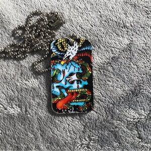 ed hardy dog tag necklace